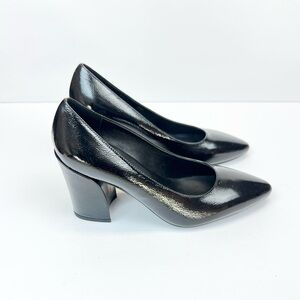 AQUATALIA Leather Pump Block Heel Black Shoes Women’s Size 8.5M